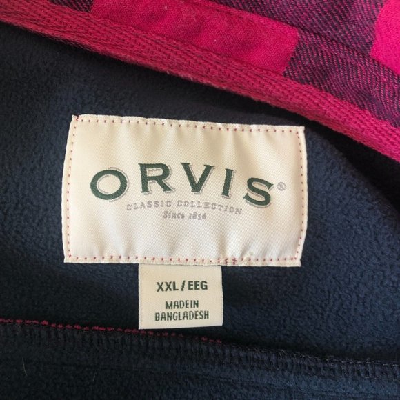 Orvis Women's Flannel Shirt Jacket Fleece Lined XXL 2XL Plaid Pink 100% Cotton - Picture 4 of 13